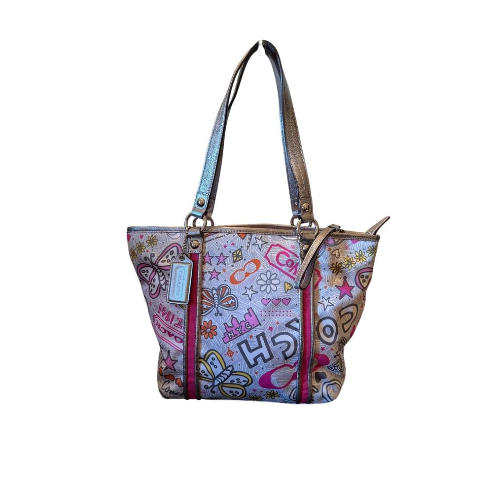 Coach Poppy Bandana Graffiti Butterfly Tote Bag